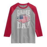 Game Day Football Raglan Shirt Funny Sunday Retro Patriotic American Flag - Wonder Print Shop