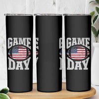 Game Day Football Skinny Tumbler Funny Sunday Retro Patriotic American Flag - Wonder Print Shop