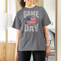Game Day Football T Shirt For Women Funny Sunday Retro Patriotic American Flag - Wonder Print Shop