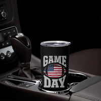 Game Day Football Tumbler Cup Funny Sunday Retro Patriotic American Flag - Wonder Print Shop