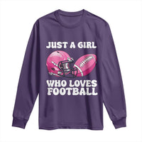 Funny Just A Girl Who Loves Football Long Sleeve Shirt - Wonder Print Shop
