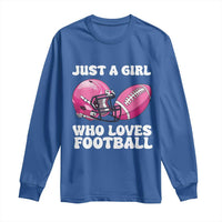 Funny Just A Girl Who Loves Football Long Sleeve Shirt - Wonder Print Shop