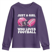 Funny Just A Girl Who Loves Football Youth Sweatshirt - Wonder Print Shop