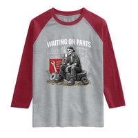 Funny Waiting On Parts Mechanic Skeleton Auto Repair Life Raglan Shirt