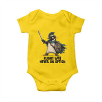 Flight Was Never An Option Funny Penguin Baby Onesie Sarcastic Dark Humor Animal