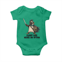 Flight Was Never An Option Funny Penguin Baby Onesie Sarcastic Dark Humor Animal