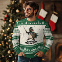 Flight Was Never An Option Funny Penguin Ugly Christmas Sweater Sarcastic Dark Humor Animal