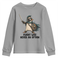 Flight Was Never An Option Funny Penguin Youth Sweatshirt Sarcastic Dark Humor Animal