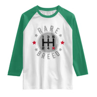 Rare Breed Manual Transmission Stick Shift Driver Raglan Shirt Vintage Distressed Graphic