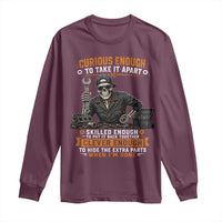 Mechanic Skeleton Long Sleeve Shirt Curious Enough to Take It Apart Car Auto Repair Garage
