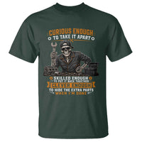 Mechanic Skeleton T Shirt Curious Enough to Take It Apart Car Auto Repair Garage