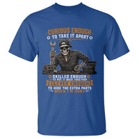 Mechanic Skeleton T Shirt Curious Enough to Take It Apart Car Auto Repair Garage