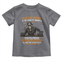 Mechanic Skeleton Toddler T Shirt Curious Enough to Take It Apart Car Auto Repair Garage