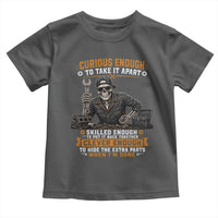 Mechanic Skeleton Toddler T Shirt Curious Enough to Take It Apart Car Auto Repair Garage