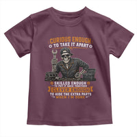 Mechanic Skeleton Toddler T Shirt Curious Enough to Take It Apart Car Auto Repair Garage