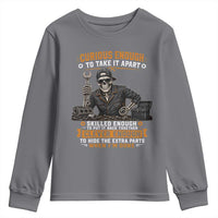 Mechanic Skeleton Youth Sweatshirt Curious Enough to Take It Apart Car Auto Repair Garage