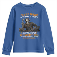 Mechanic Skeleton Youth Sweatshirt Curious Enough to Take It Apart Car Auto Repair Garage
