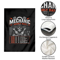 Mechanic Skeleton Garden Flag Funny Hourly Rate Auto Car Garage Labor Rates