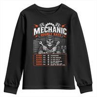 Mechanic Skeleton Youth Sweatshirt Funny Hourly Rate Auto Car Garage Labor Rates