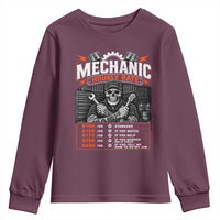 Mechanic Skeleton Youth Sweatshirt Funny Hourly Rate Auto Car Garage Labor Rates