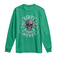 Mechanic Skeleton Long Sleeve Shirt My Hands May Be Dirty But My Money is Clean Auto Repair Garage