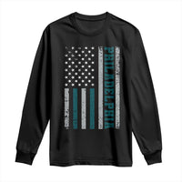 Philadelphia Long Sleeve Shirt Retro American Flag Philly Fan - Wonder Print Shop