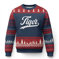 Retro Script Tigers Ugly Christmas Sweater Vintage Sports Team Name - Wonder Print Shop