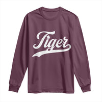 Retro Script Tigers Long Sleeve Shirt Vintage Team Name - Wonder Print Shop