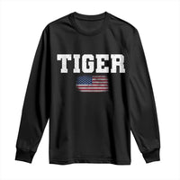 Classic Tigers Long Sleeve Shirt Retro Varsity Vintage Team Name USA Flag - Wonder Print Shop
