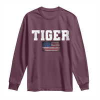 Classic Tigers Long Sleeve Shirt Retro Varsity Vintage Team Name USA Flag - Wonder Print Shop