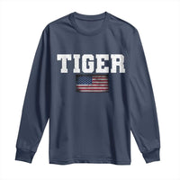Classic Tigers Long Sleeve Shirt Retro Varsity Vintage Team Name USA Flag - Wonder Print Shop