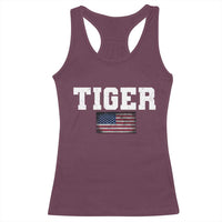 Classic Tigers Racerback Tank Top Retro Varsity Vintage Team Name USA Flag - Wonder Print Shop