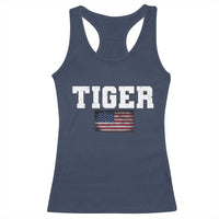 Classic Tigers Racerback Tank Top Retro Varsity Vintage Team Name USA Flag - Wonder Print Shop