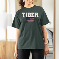 Classic Tigers T Shirt For Women Retro Varsity Vintage Sports Team Name USA Flag - Wonder Print Shop