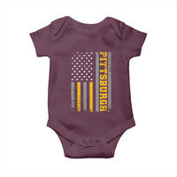 Pittsburgh Baby Onesie Retro Vintage USA Flag Patriotic American - Wonder Print Shop