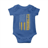 Pittsburgh Baby Onesie Retro Vintage USA Flag Patriotic American - Wonder Print Shop
