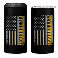 Pittsburgh 4 in 1 Can Cooler Tumbler Retro Vintage USA Flag Patriotic American - Wonder Print Shop
