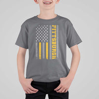 Pittsburgh T Shirt For Kid Retro Vintage USA Flag Patriotic American - Wonder Print Shop