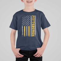 Pittsburgh T Shirt For Kid Retro Vintage USA Flag Patriotic American - Wonder Print Shop