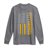 Pittsburgh Long Sleeve Shirt Retro Vintage USA Flag Patriotic American - Wonder Print Shop