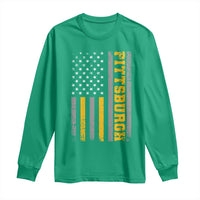 Pittsburgh Long Sleeve Shirt Retro Vintage USA Flag Patriotic American - Wonder Print Shop