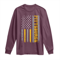 Pittsburgh Long Sleeve Shirt Retro Vintage USA Flag Patriotic American - Wonder Print Shop