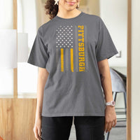 Pittsburgh T Shirt For Women Retro Vintage USA Flag Patriotic American - Wonder Print Shop