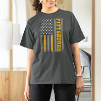 Pittsburgh T Shirt For Women Retro Vintage USA Flag Patriotic American - Wonder Print Shop