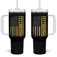 Pittsburgh Tumbler With Handle Retro Vintage USA Flag Patriotic American - Wonder Print Shop