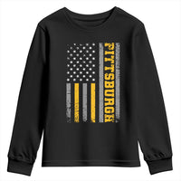 Pittsburgh Youth Sweatshirt Retro Vintage USA Flag Patriotic American - Wonder Print Shop