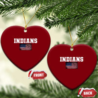 Classic Indians Ceramic Ornament Retro Varsity Vintage Sports Team Name USA Flag - Wonder Print Shop
