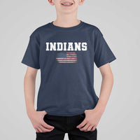Classic Indians T Shirt For Kid Retro Varsity Vintage Sports Team Name USA Flag - Wonder Print Shop