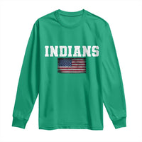 Classic Indians Long Sleeve Shirt Retro Varsity Vintage Team Name USA Flag - Wonder Print Shop