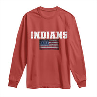 Classic Indians Long Sleeve Shirt Retro Varsity Vintage Team Name USA Flag - Wonder Print Shop